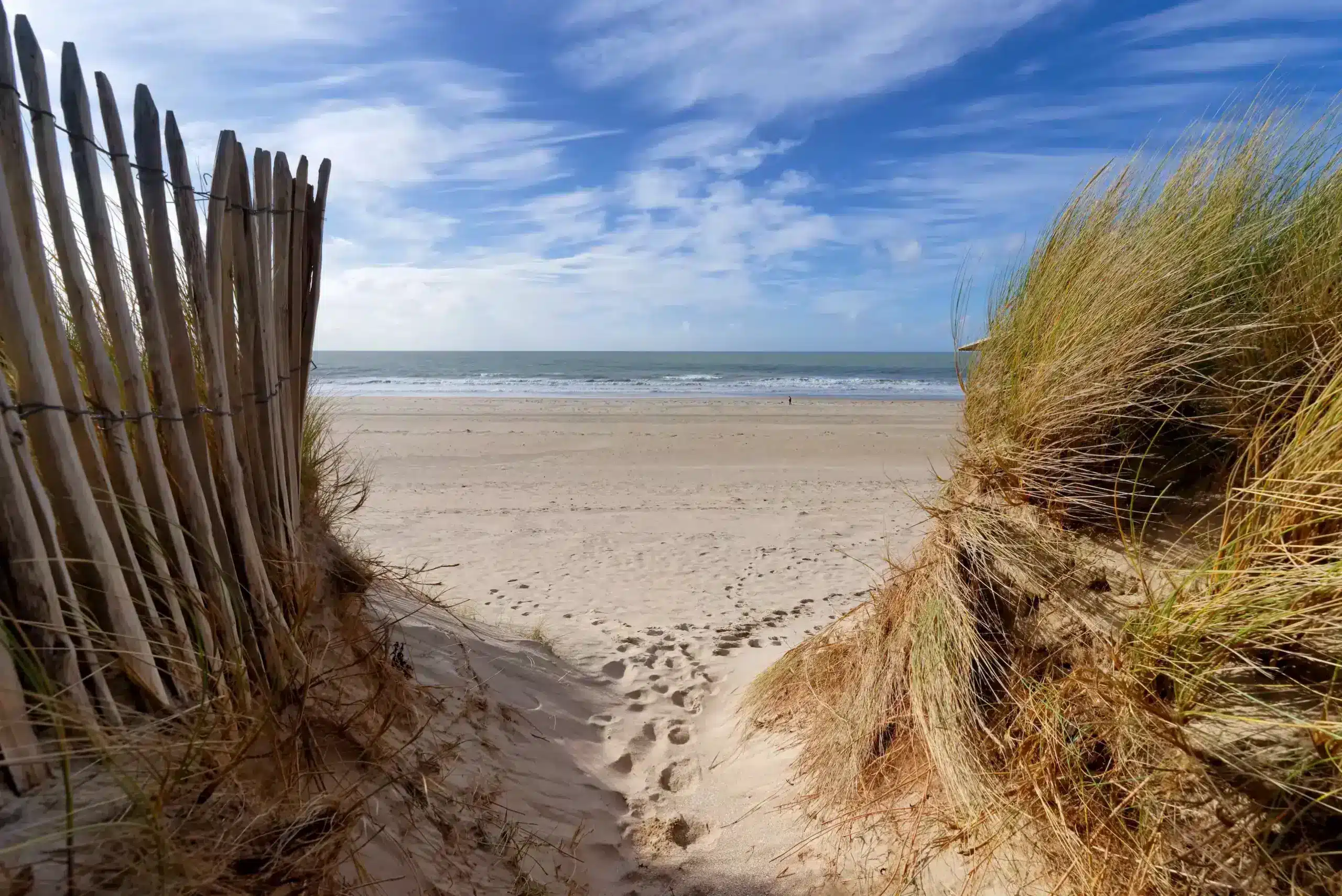 Accès à la plage entre dunes et océan